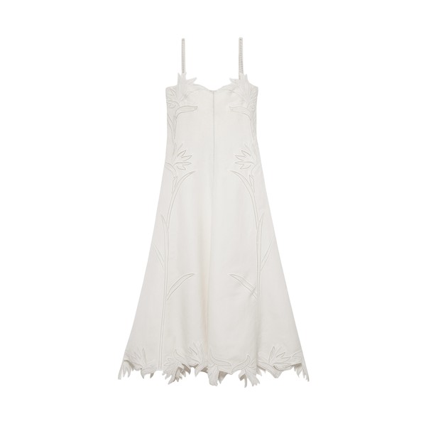 Simkhai Ellery Embroidered Bustier Midi Dress in White