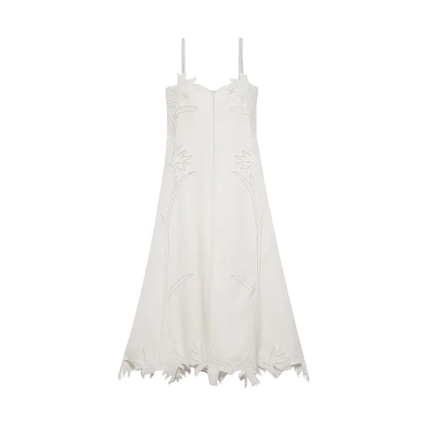 Simkhai Ellery Embroidered Bustier Midi Dress in White