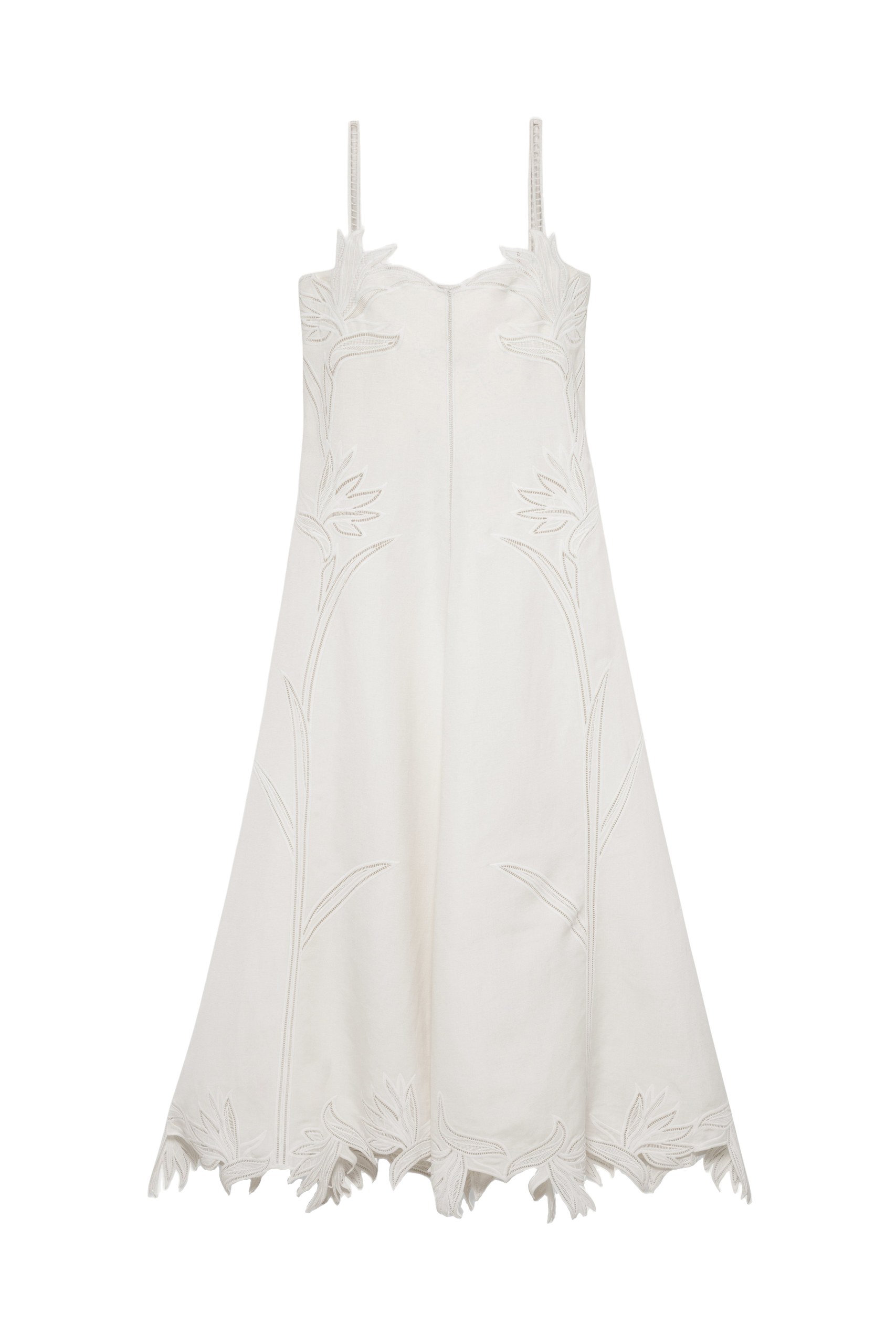 SIMKHAI Ellery Embroidered Bustier Midi Dress in White