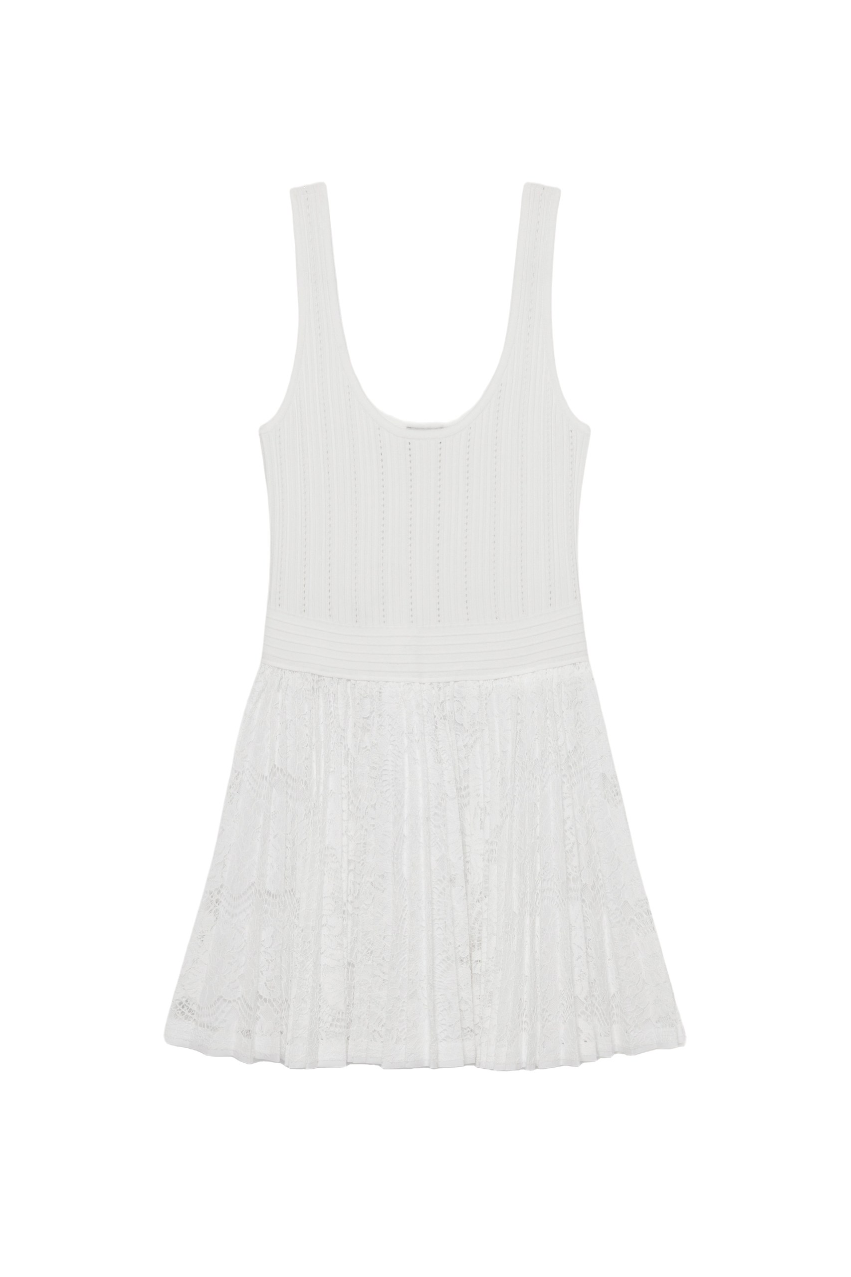 SIMKHAI Ellis Knit Lace Mini Dress in Ivory