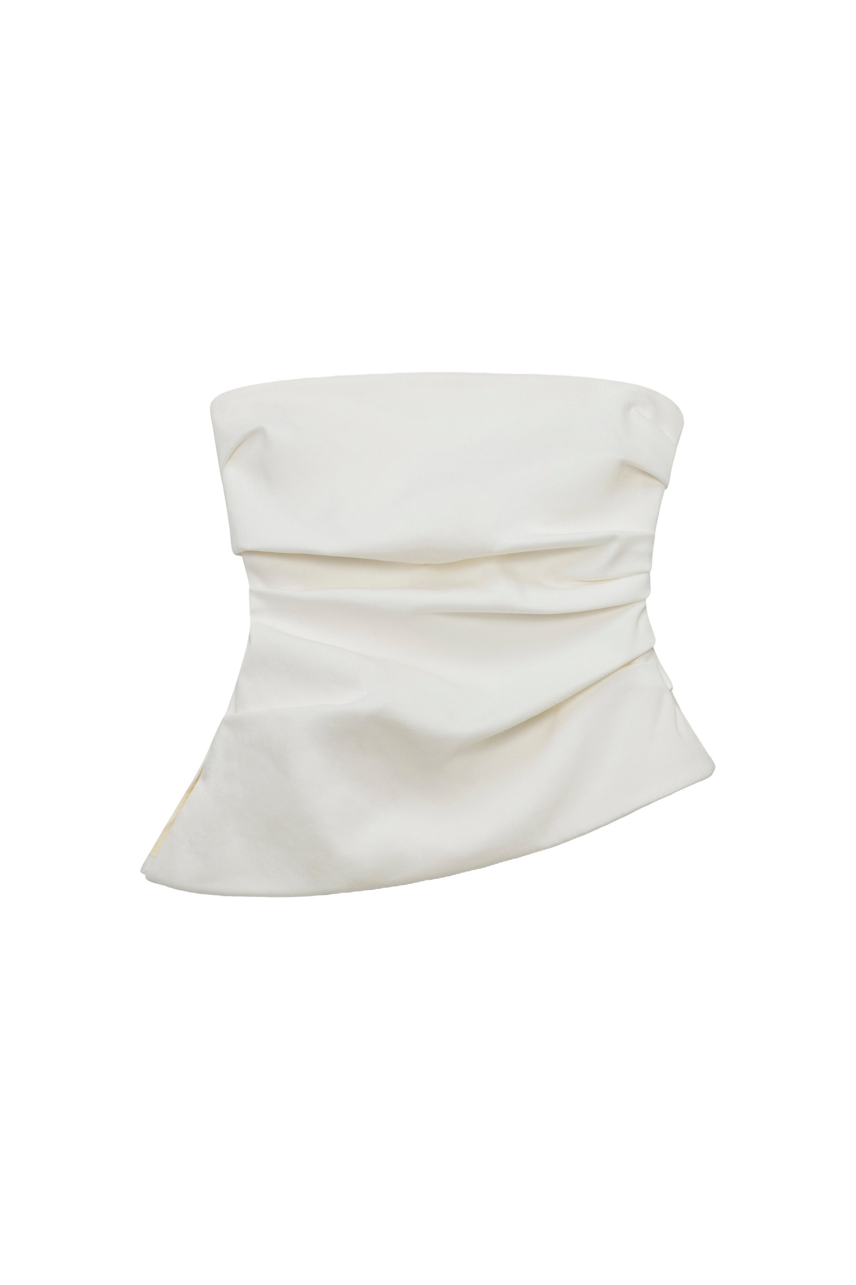 SIMKHAI Emerson Ruched Bustier Top in Ivory