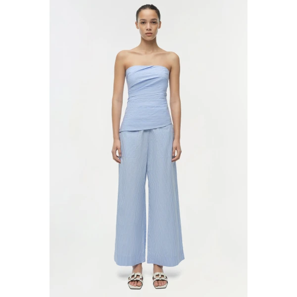 Simkhai Emerson Ruched Bustier Top in Periwinkle Stripe, view 7