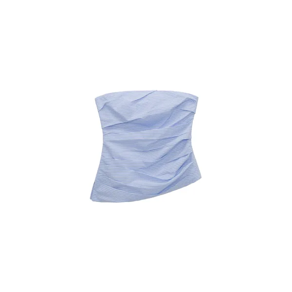 Simkhai Emerson Ruched Bustier Top in Periwinkle Stripe