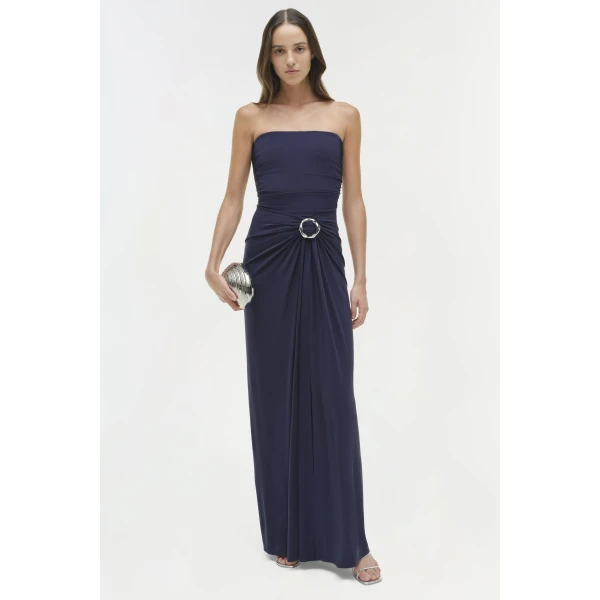 Simkhai Emma Jersey Strapless Gown in Midnight, view 6