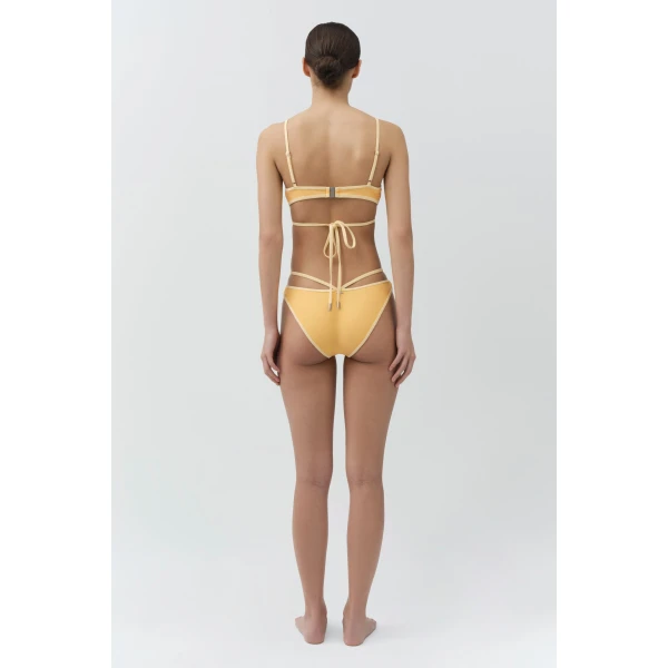 Simkhai Emmalynn Strappy Bikini Bottom in Buttercream Multi, view 5
