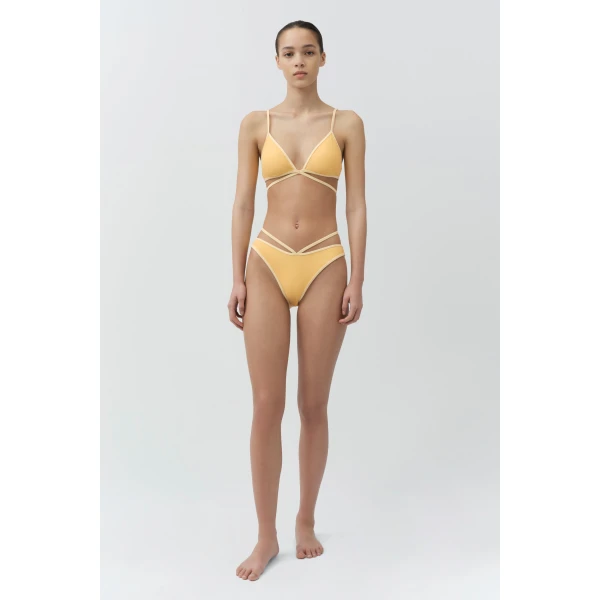 Simkhai Emmalynn Strappy Bikini Bottom in Buttercream Multi, view 6