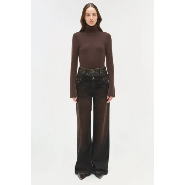 Simkhai Fenwick Cashmere Turtleneck in Chocolate Knit, view 7