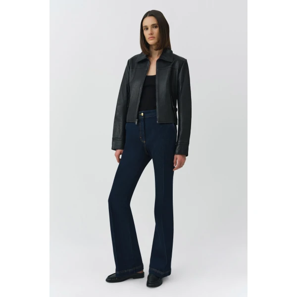 Simkhai Freeman Leather Jacket in Black, view 4