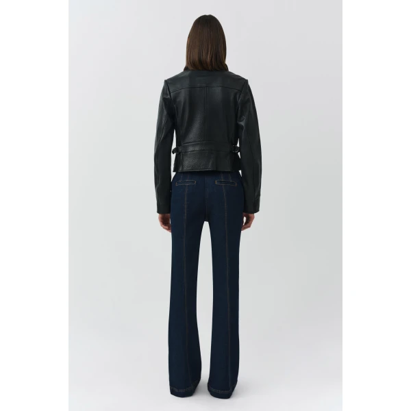 Simkhai Freeman Leather Jacket in Black, view 5