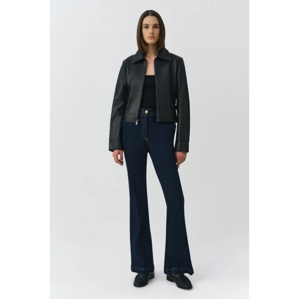 Simkhai Freeman Leather Jacket in Black, view 6