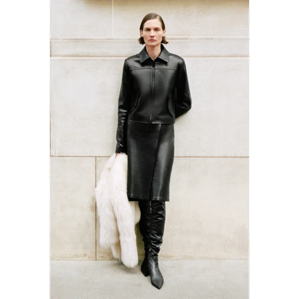 Simkhai Freeman Leather Jacket in Black, view 7