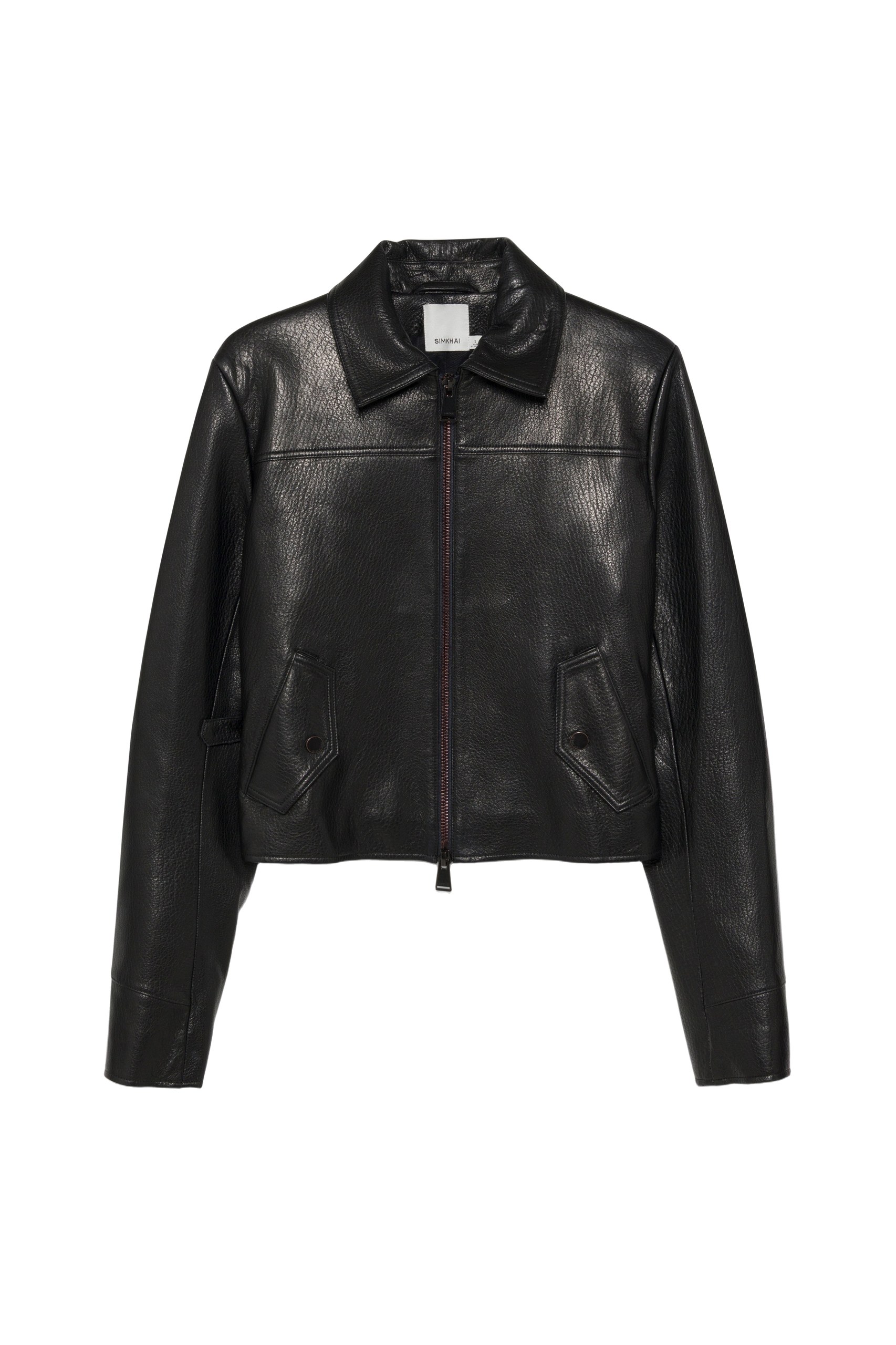 SIMKHAI Freeman Leather Jacket in Black