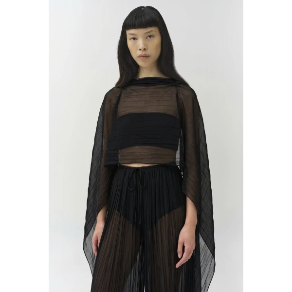 Simkhai Genoa Crinkle Jersey Cape in Black, view 2