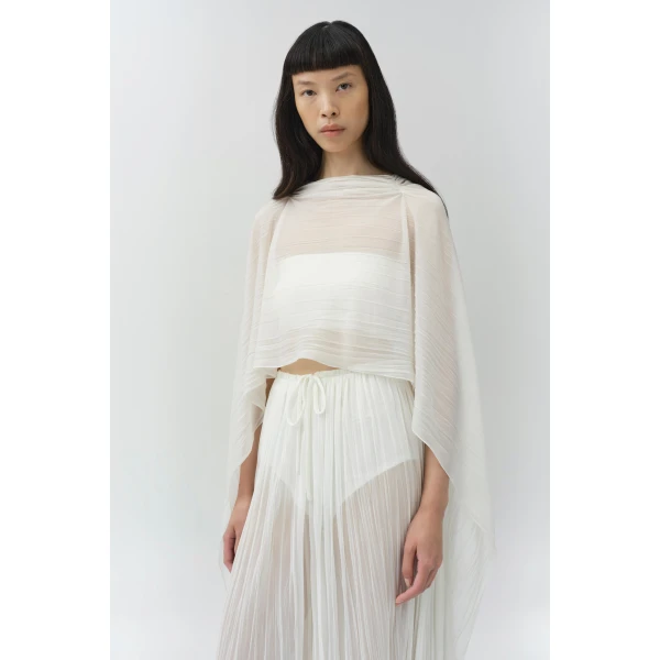 Simkhai Genoa Crinkle Jersey Cape in Ivory, view 2