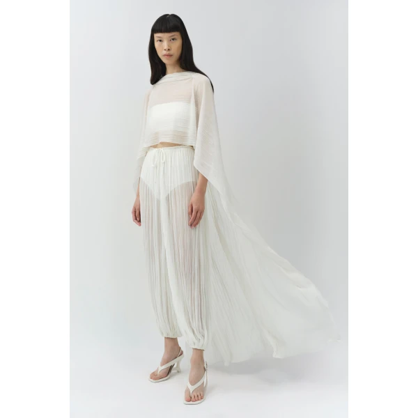 Simkhai Genoa Crinkle Jersey Cape in Ivory, view 4