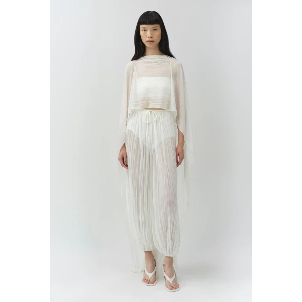 Simkhai Genoa Crinkle Jersey Cape in Ivory, view 6