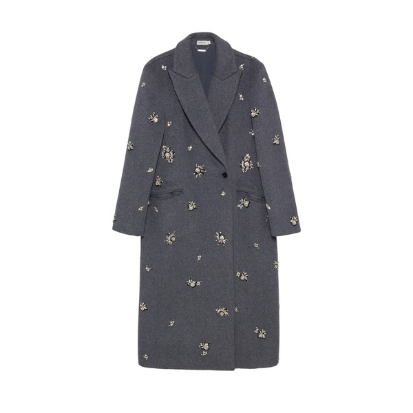 Simkhai Gianni Embellished Wool Coat in Heather Grey