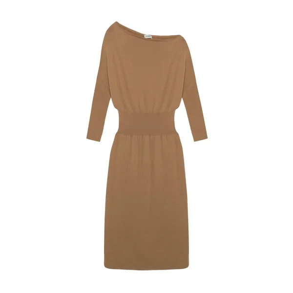 Simkhai Janese Off Shoulder Midi Dress in Camel