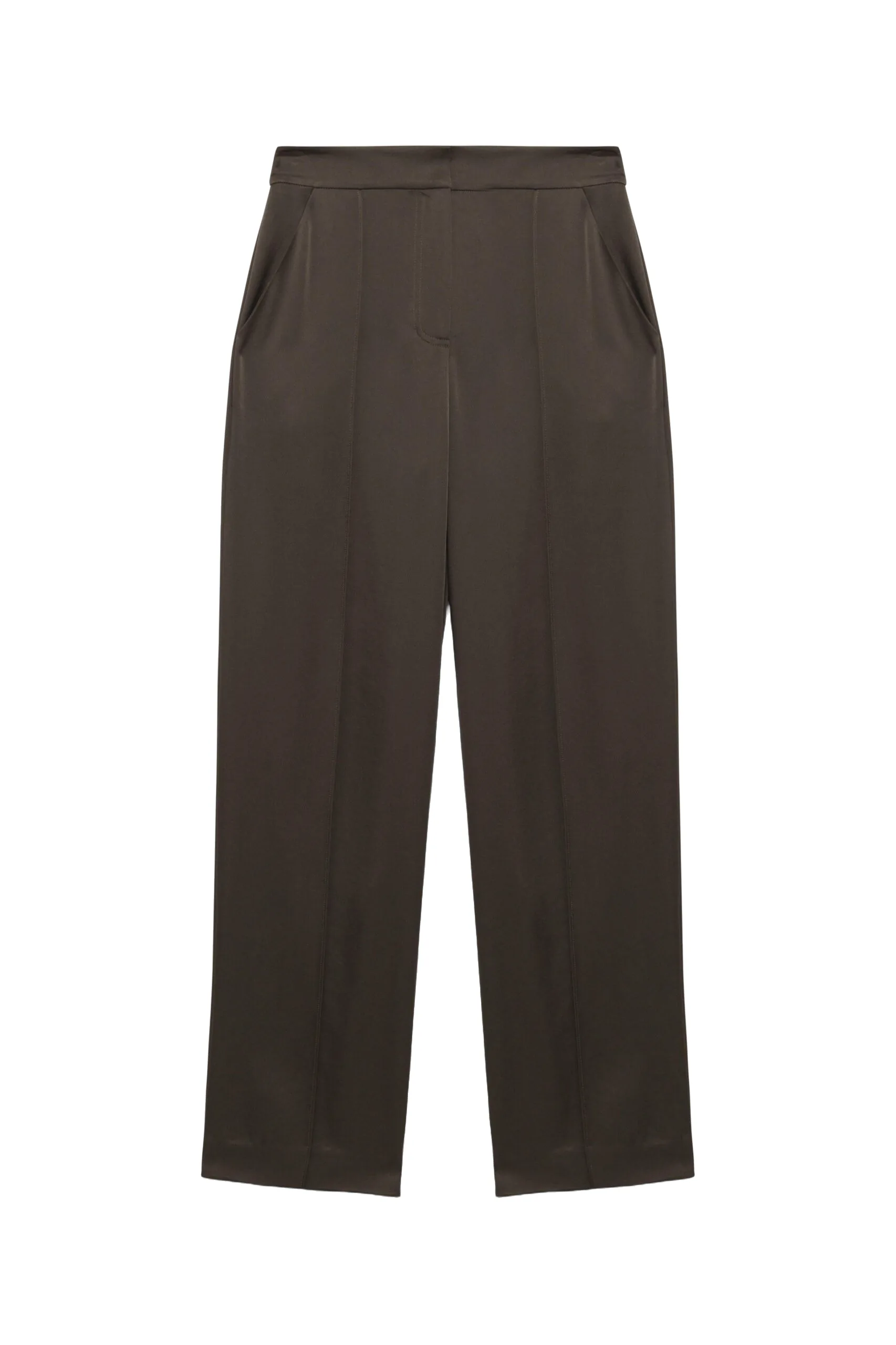 SIMKHAI Kyra Satin Wide Leg Pant in Chocolate