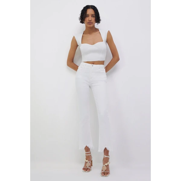 Simkhai River Straight Leg Denim in Distressed White, view 3