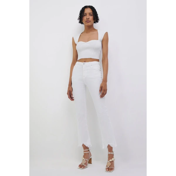 Simkhai River Straight Leg Denim in Distressed White, view 5