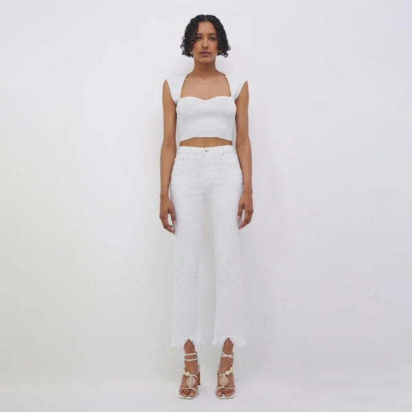Simkhai River Straight Leg Denim in Distressed White, view 6