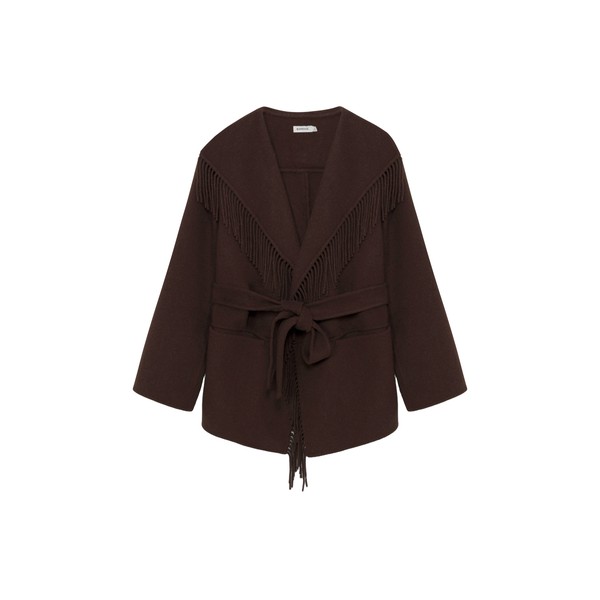 Simkhai Rowen Fringe Jacket in Chocolate