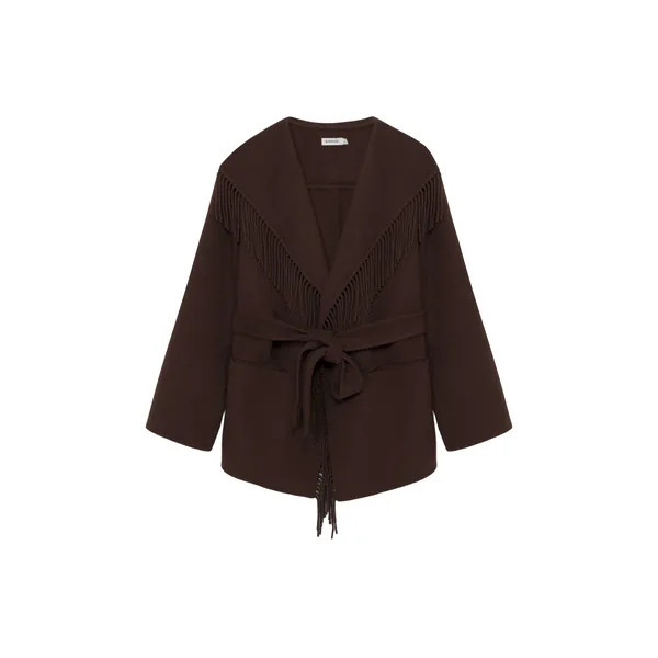 Simkhai Rowen Fringe Jacket in Chocolate