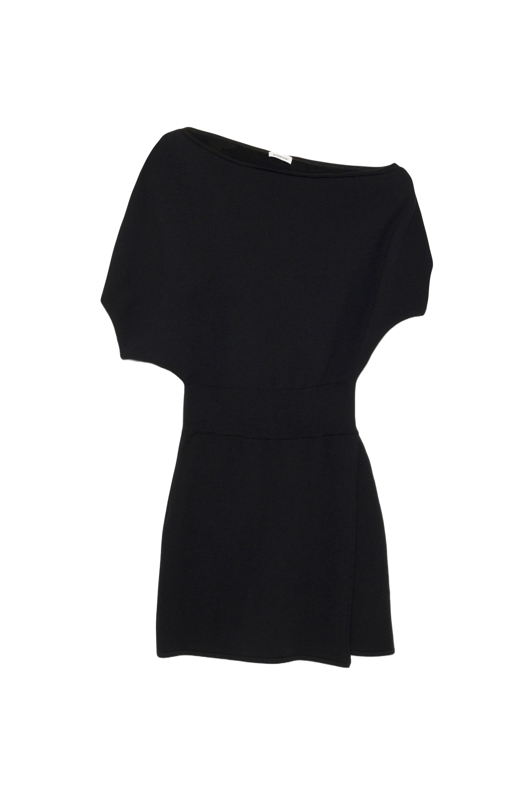 SIMKHAI Shania Off Shoulder Knit Mini Dress in Black