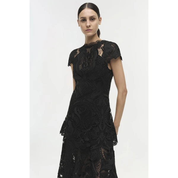 Simkhai Signature Laura Lace Dress in Black, view 2