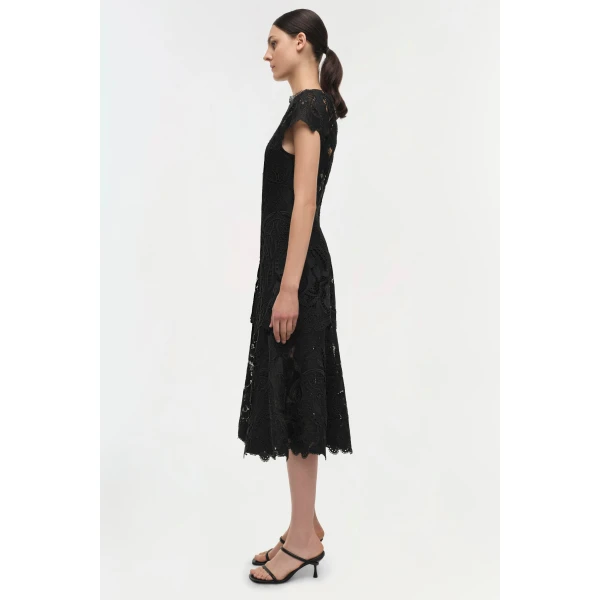 Simkhai Signature Laura Lace Dress in Black, view 4