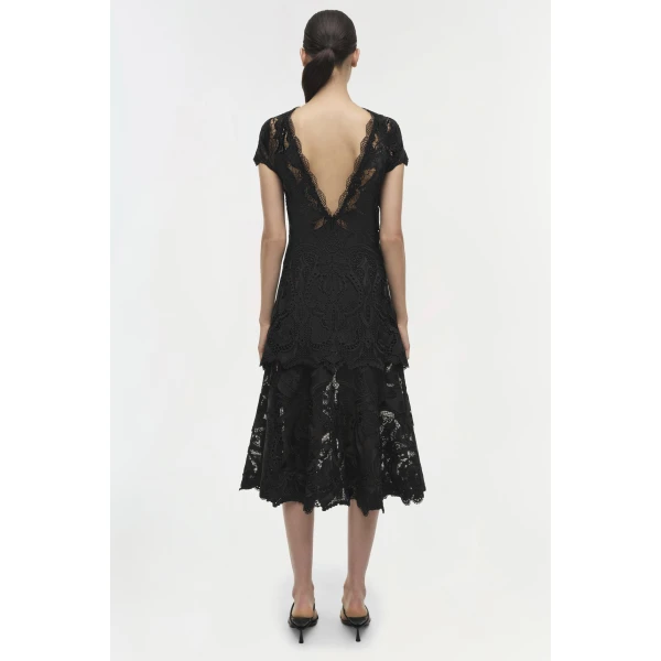 Simkhai Signature Laura Lace Dress in Black, view 5