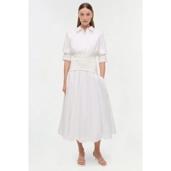 Simkhai Stiles Cotton Knit Shirt in White, view 6