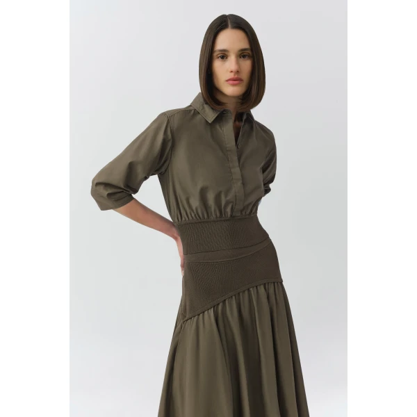 Simkhai Stiles Knit Cotton Shirt in Fern, view 3