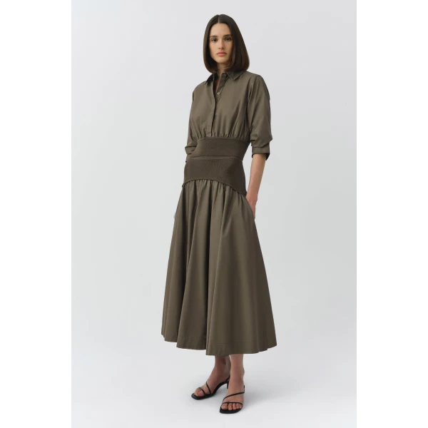 Simkhai Stiles Knit Cotton Shirt in Fern, view 4