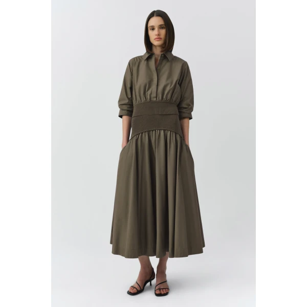 Simkhai Stiles Knit Cotton Shirt in Fern, view 6