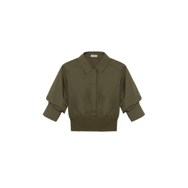 Simkhai Stiles Knit Cotton Shirt in Fern