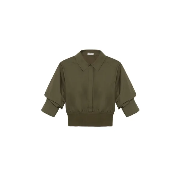 Simkhai Stiles Knit Cotton Shirt in Fern