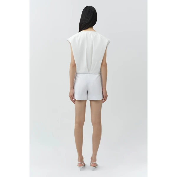 Simkhai Wrenli Cotton Pleated Top in White, view 5