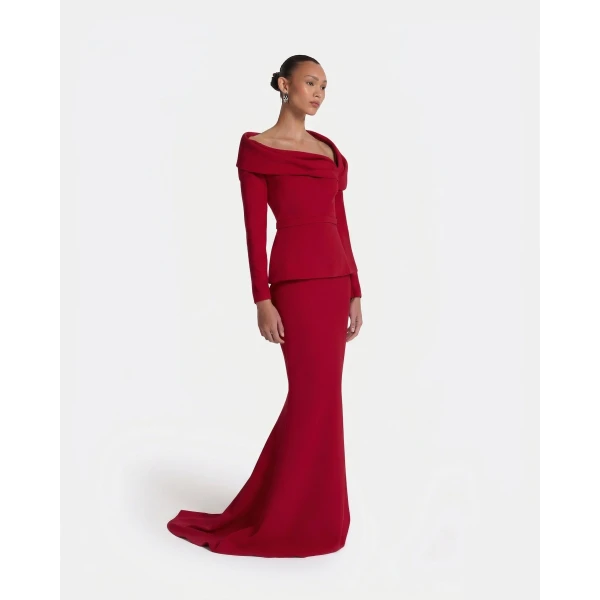 Safiyaa Andra Azalea Red Long Dress, view 5