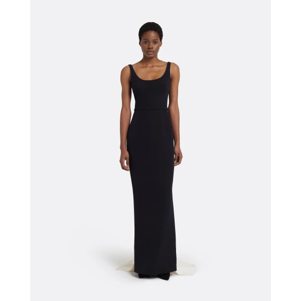 Safiyaa Delphine Long Dress in Black and Sorbet, view 2