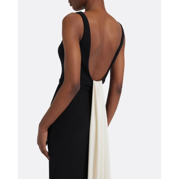 Safiyaa Delphine Long Dress in Black and Sorbet, view 4