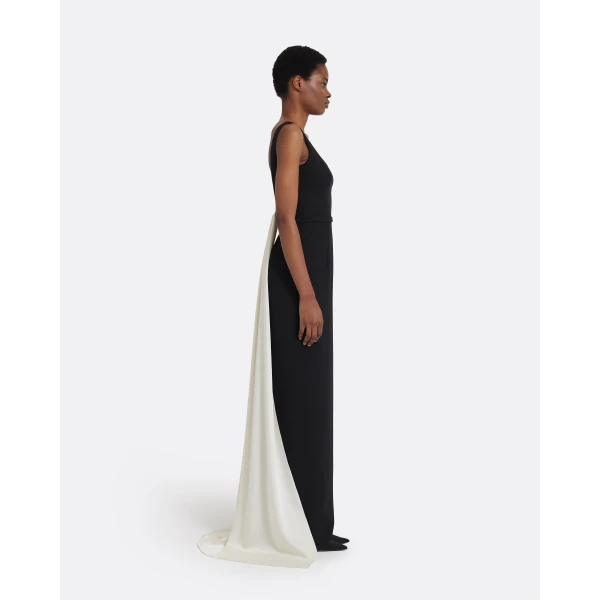 Safiyaa Delphine Long Dress in Black and Sorbet, view 6