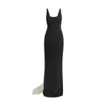 Safiyaa Delphine Long Dress in Black and Sorbet