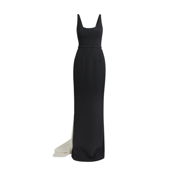 Safiyaa Delphine Long Dress in Black and Sorbet