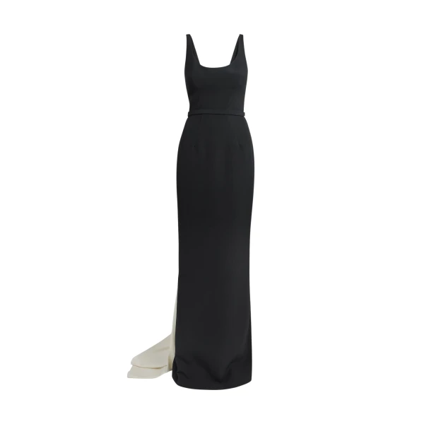 Safiyaa Delphine Long Dress in Black and Sorbet