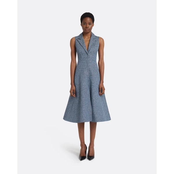 Safiyaa Fifi Midi Dress in Denim Jacquard, view 2