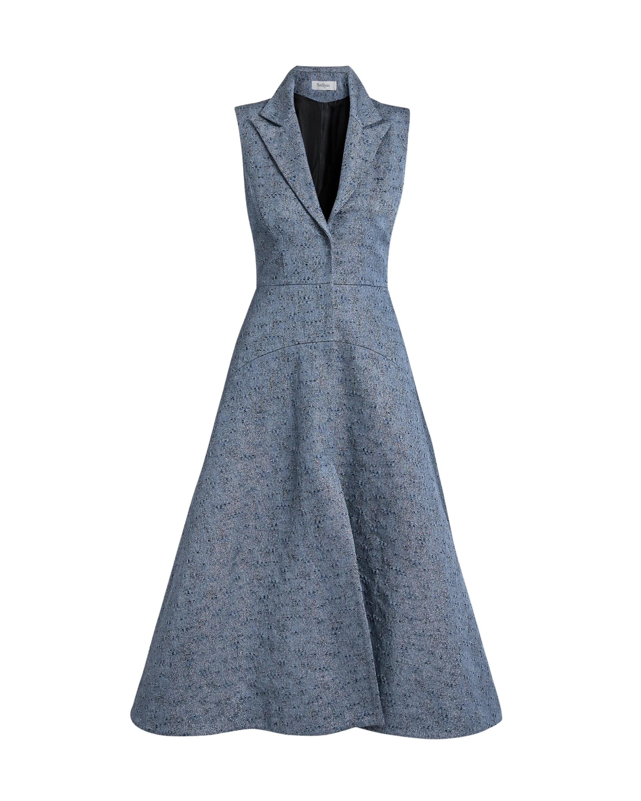 Fifi Midi Dress in Denim Jacquard