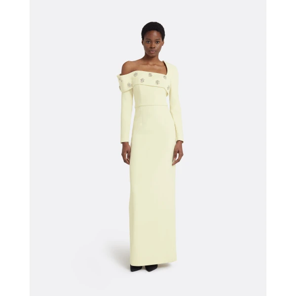 Safiyaa Yemihma Long Dress in Buttermilk with Embroidery, view 2