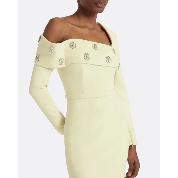 Safiyaa Yemihma Long Dress in Buttermilk with Embroidery, view 4